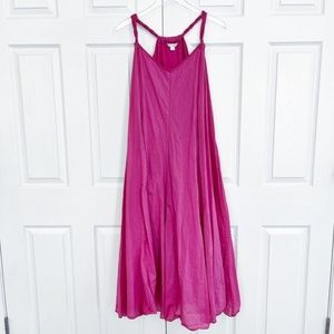Garnet Hill - Pink Cotton-Gauze Long Cover-up Maxi Dress, Small